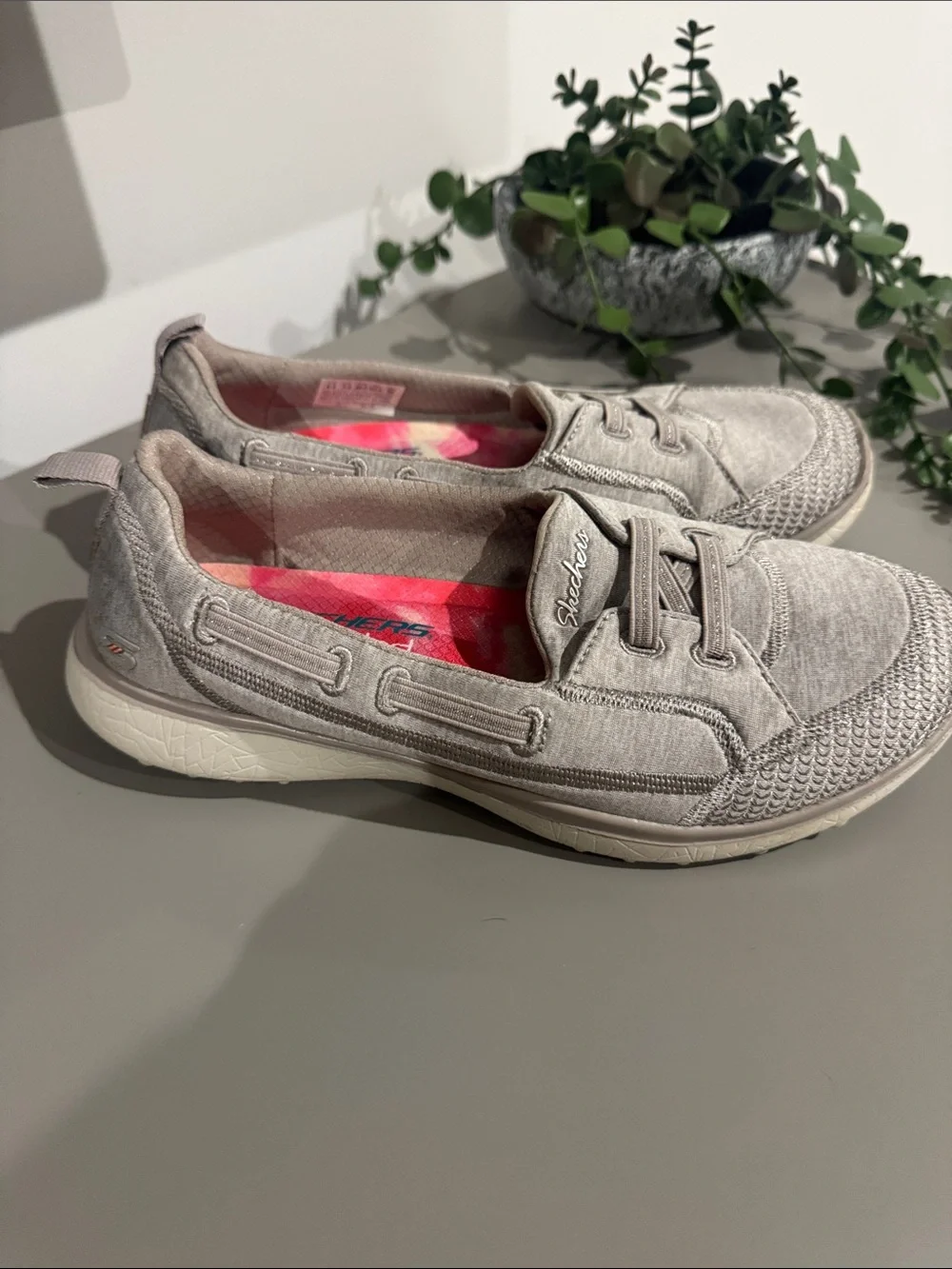 Skechers Women's Light Gray Slip-On Memory Foam Sneakers